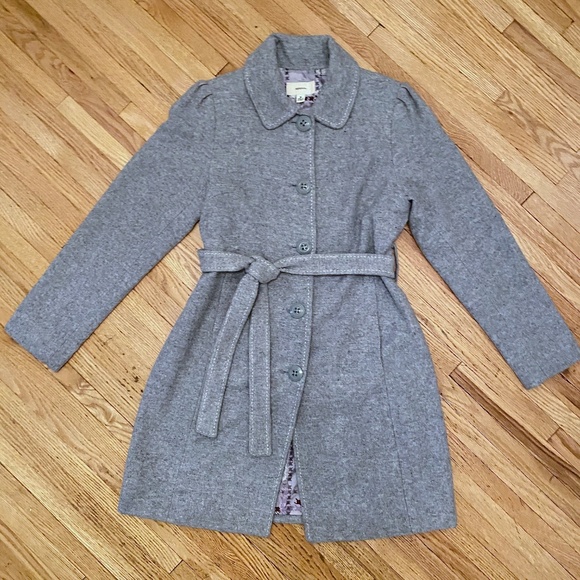 Merona Wool Blend Button Front Belted Mid Length Coat Gray Size M - Picture 15 of 15
